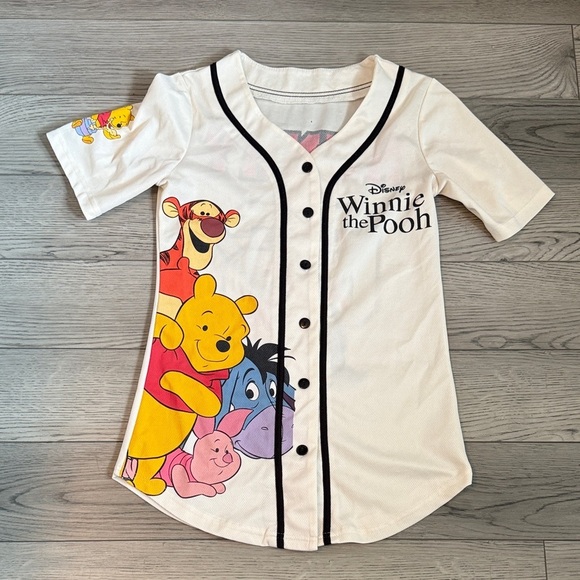 Disney Girls Winnie The Pooh Baseball Jersey Classic Mesh Button Down Shirt XL - Picture 2 of 8